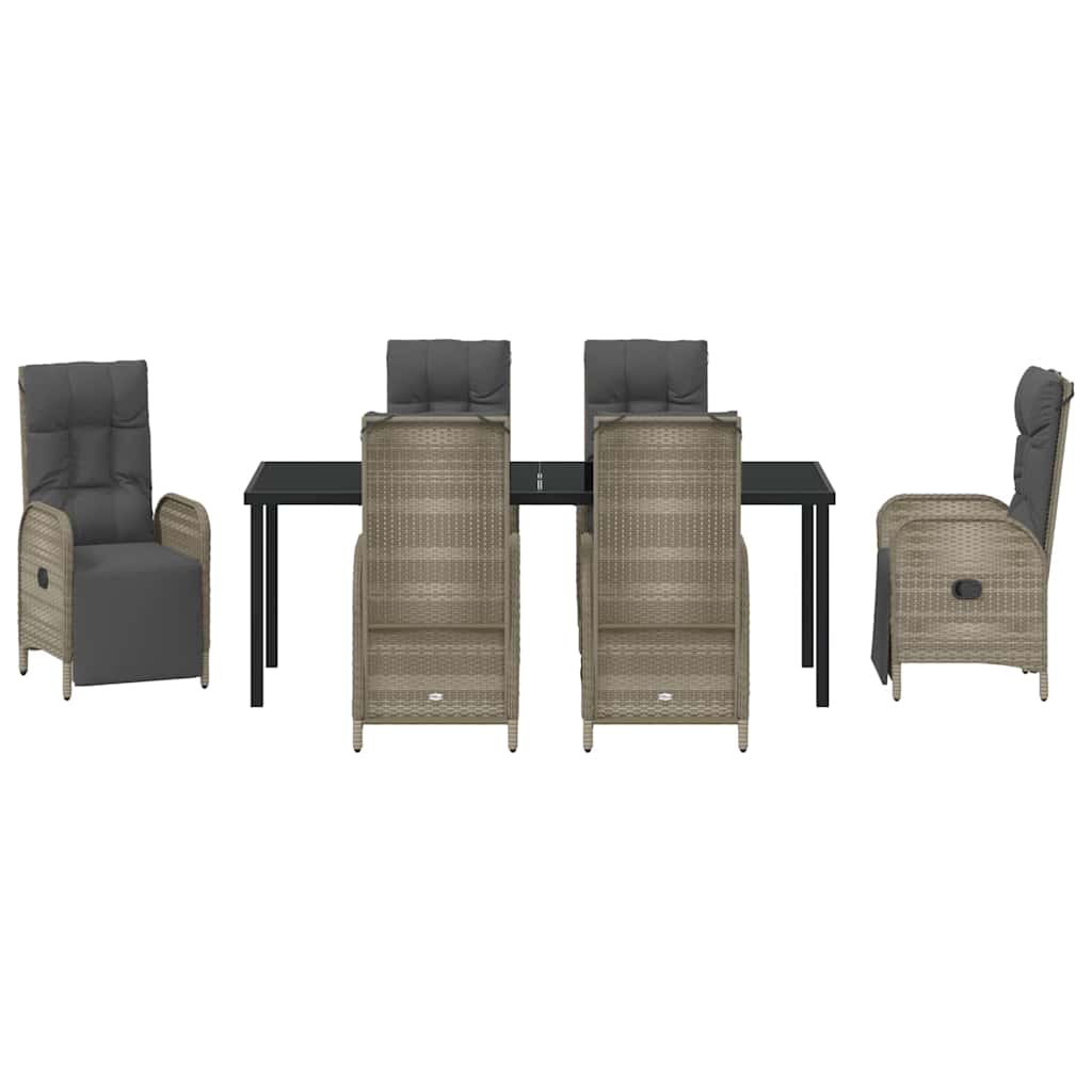Have Spisebordssæt med pude 7 pcs Grå polyrattan