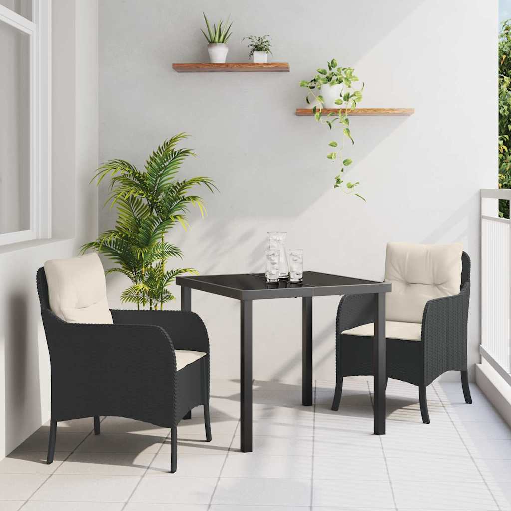 Have Spisebordssæt med pude 3 pcs Sort polyrattan