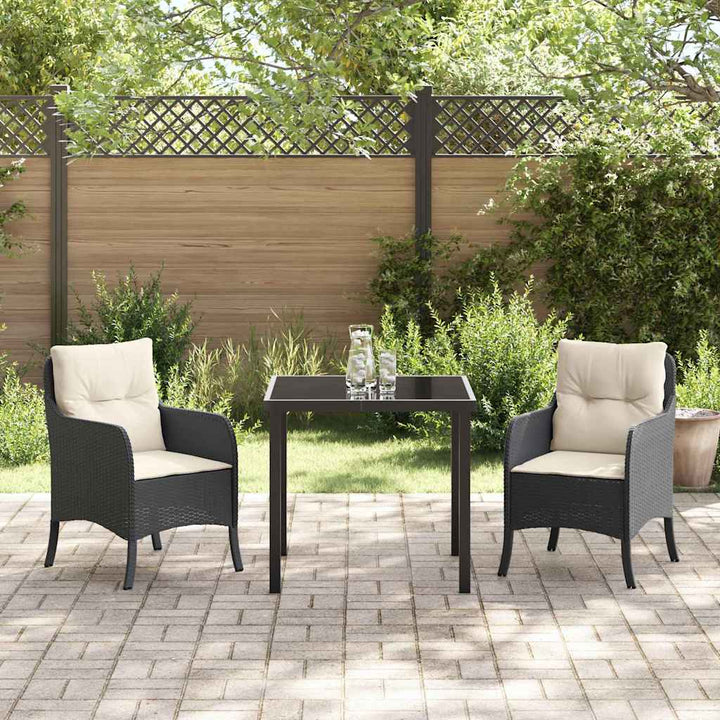 Have Spisebordssæt med pude 3 pcs Sort polyrattan