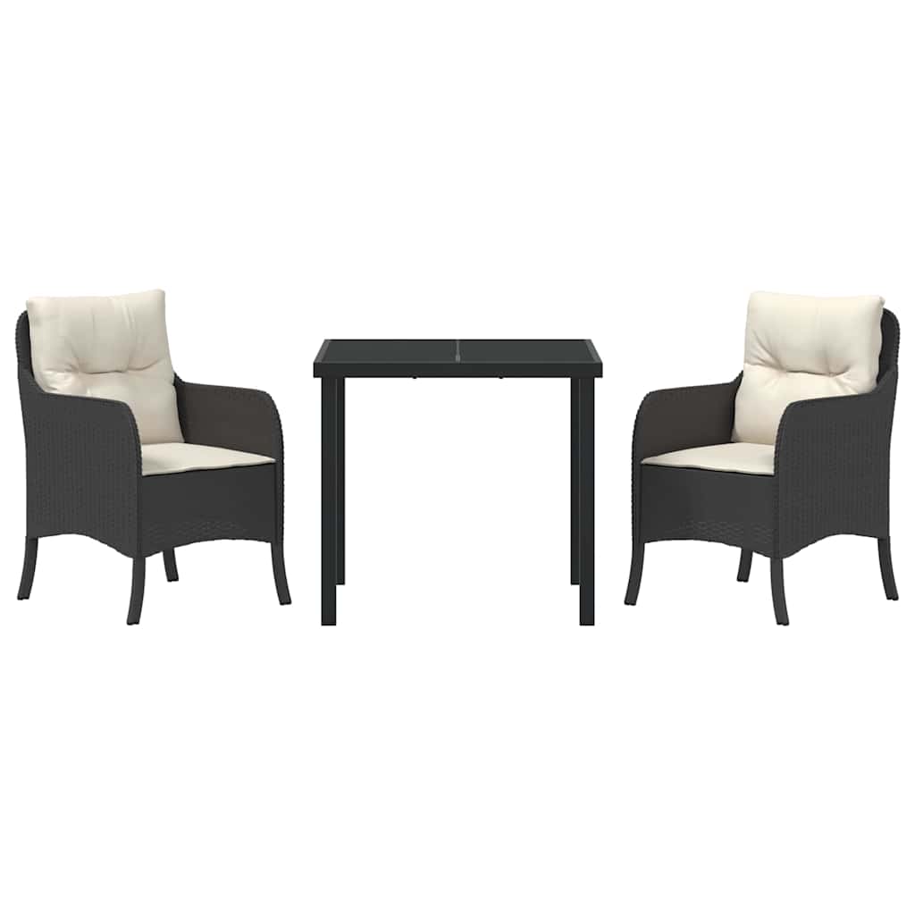 Have Spisebordssæt med pude 3 pcs Sort polyrattan