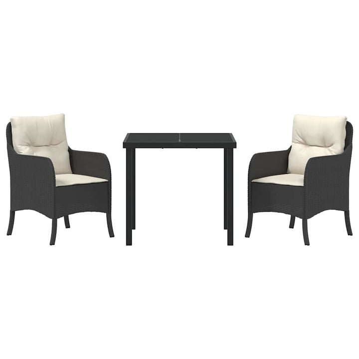 Have Spisebordssæt med pude 3 pcs Sort polyrattan