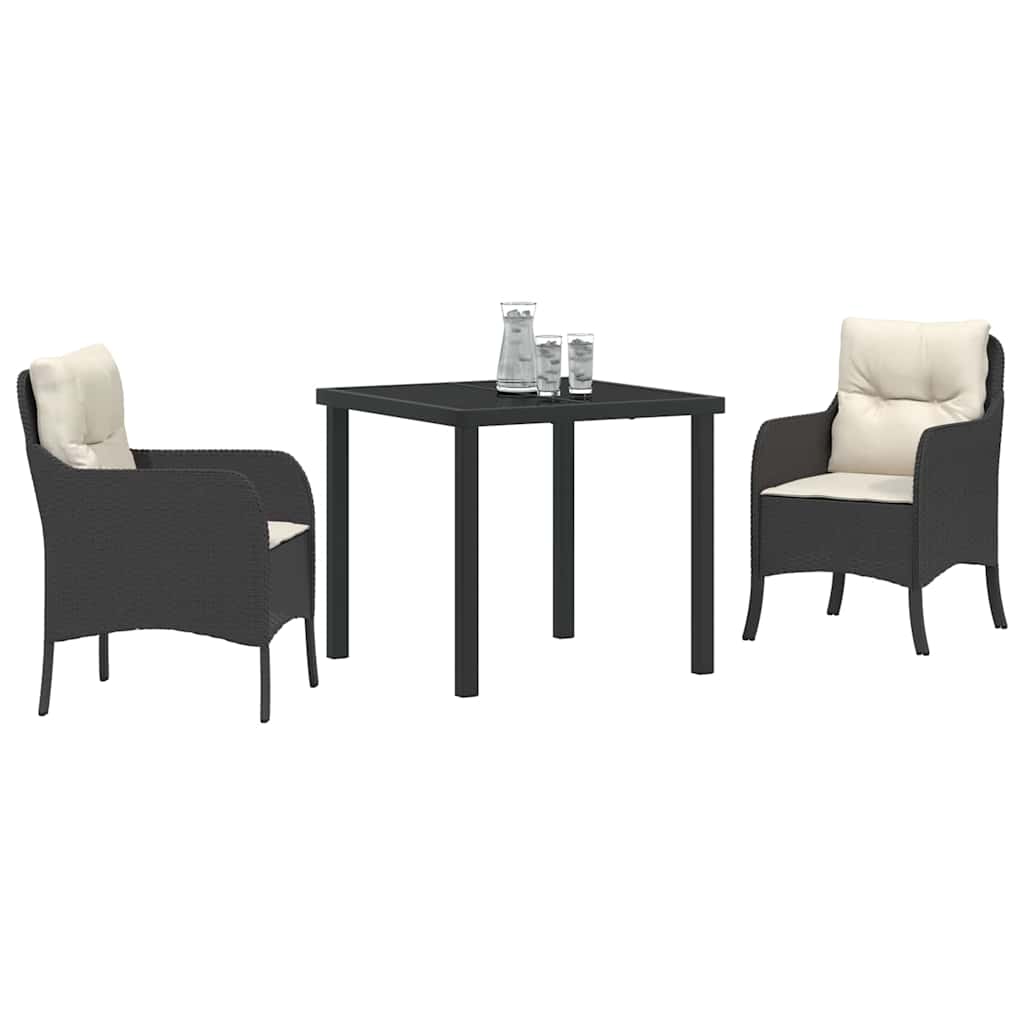 Have Spisebordssæt med pude 3 pcs Sort polyrattan