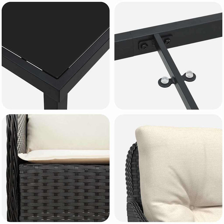 Have Spisebordssæt med pude 5 pcs Sort polyrattan