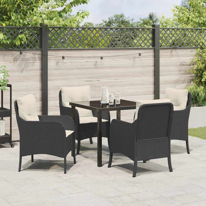 Have Spisebordssæt med pude 5 pcs Sort polyrattan