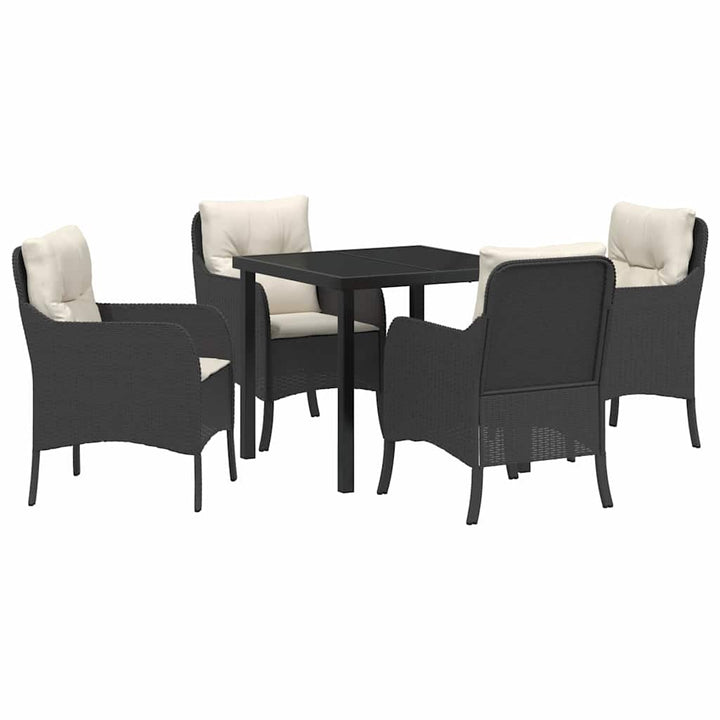Have Spisebordssæt med pude 5 pcs Sort polyrattan