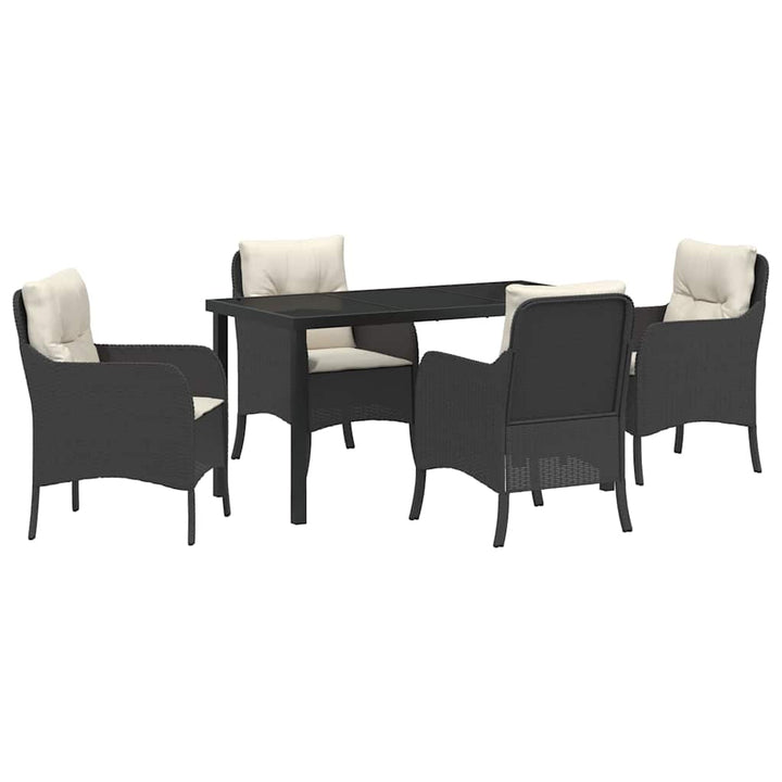 Have Spisebordssæt med pude 5 pcs Sort polyrattan