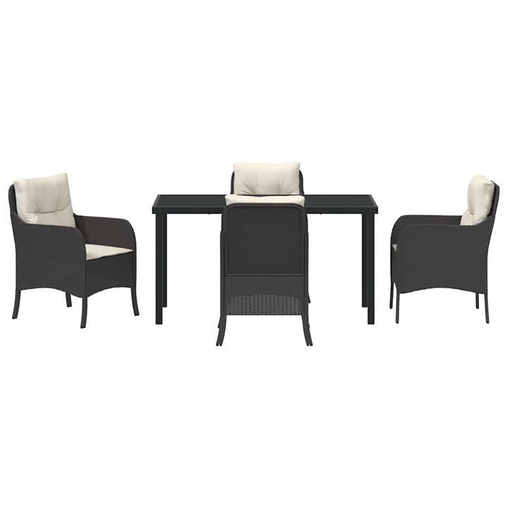 Have Spisebordssæt med pude 5 pcs Sort polyrattan