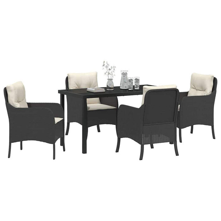 Have Spisebordssæt med pude 5 pcs Sort polyrattan