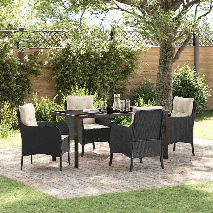 Have Spisebordssæt med pude 5 pcs Sort polyrattan