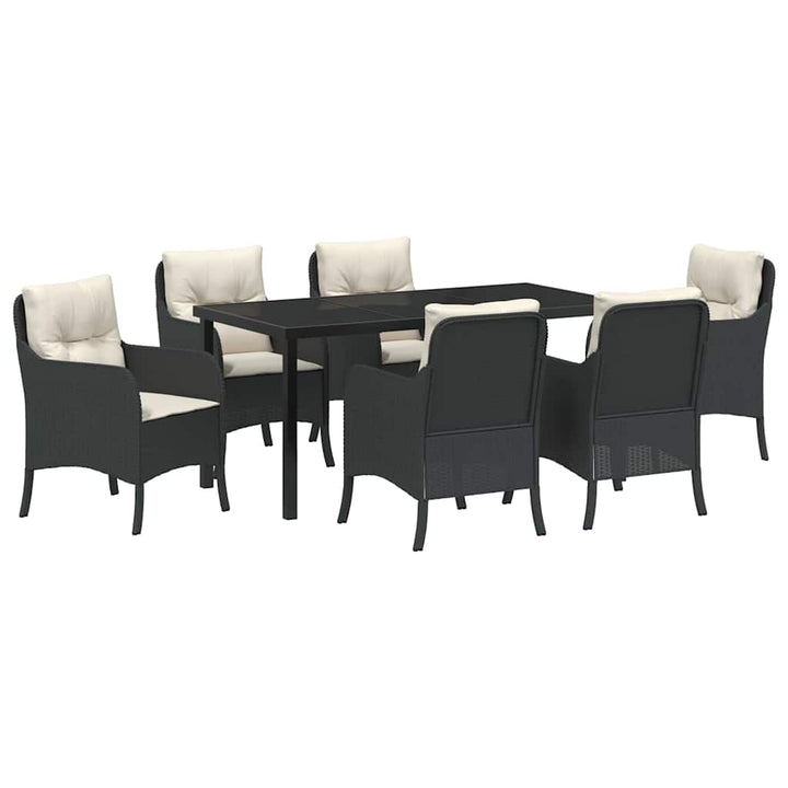Have Spisebordssæt med pude 7 pcs Sort polyrattan