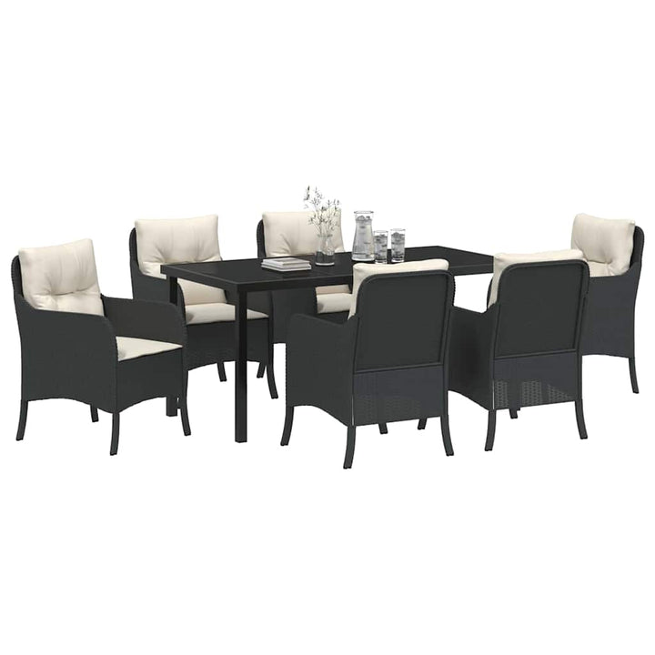 Have Spisebordssæt med pude 7 pcs Sort polyrattan