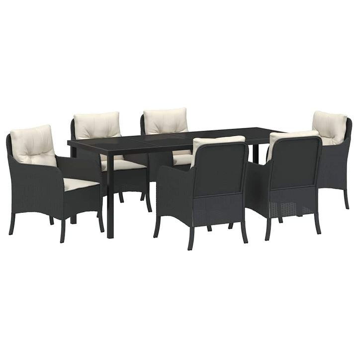 Have Spisebordssæt med pude 7 pcs Sort polyrattan