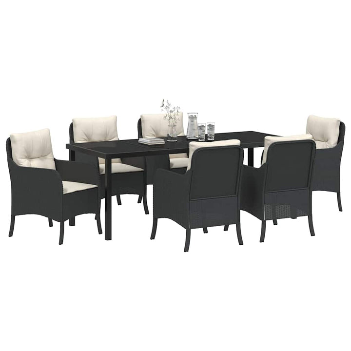 Have Spisebordssæt med pude 7 pcs Sort polyrattan