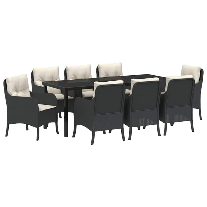 Have Spisebordssæt med pude 9 pcs Sort polyrattan