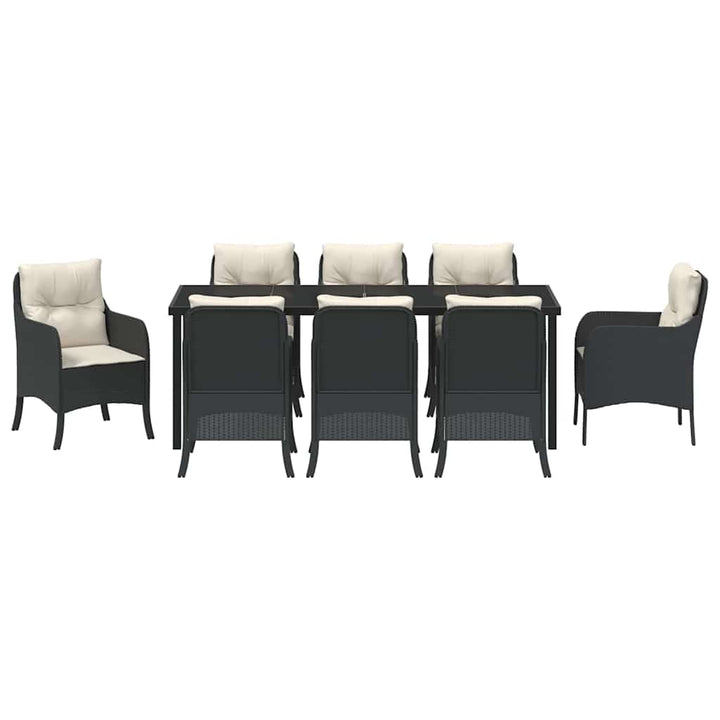 Have Spisebordssæt med pude 9 pcs Sort polyrattan