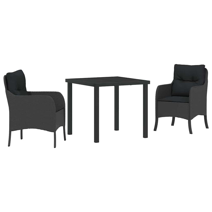 Have Spisebordssæt med pude 3 pcs Sort polyrattan