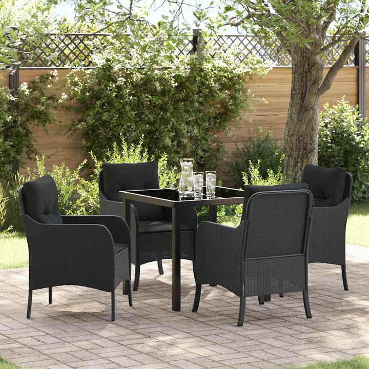 Have Spisebordssæt med pude 5 pcs Sort polyrattan
