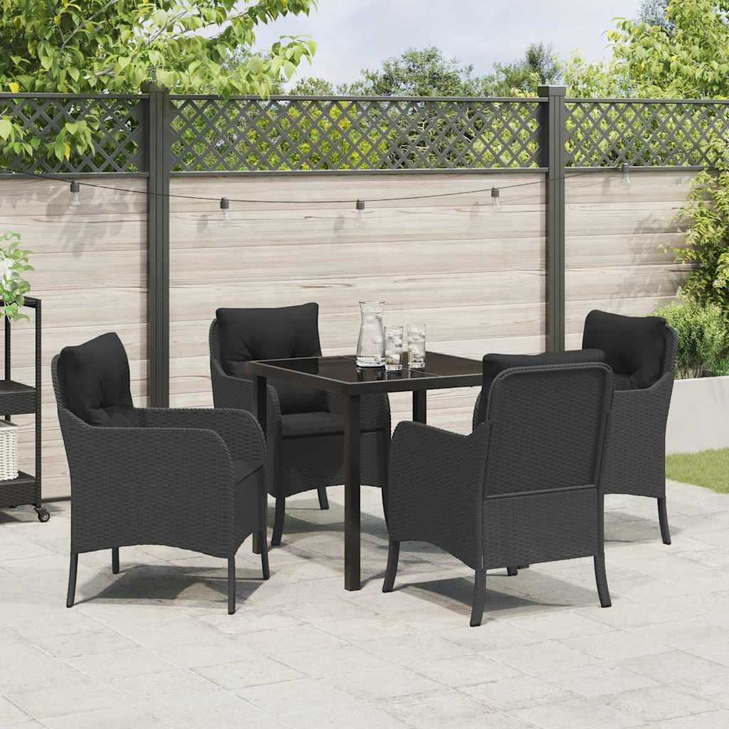 Have Spisebordssæt med pude 5 pcs Sort polyrattan