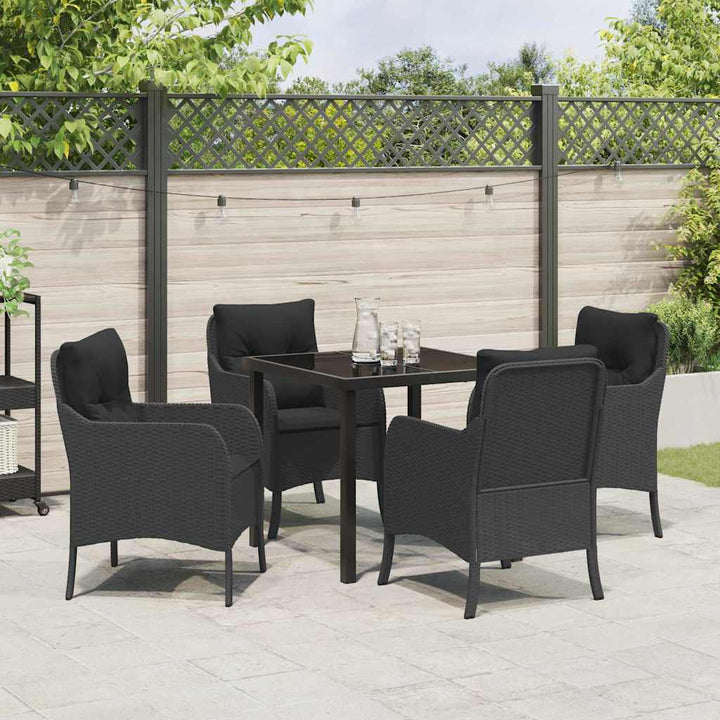 Have Spisebordssæt med pude 5 pcs Sort polyrattan