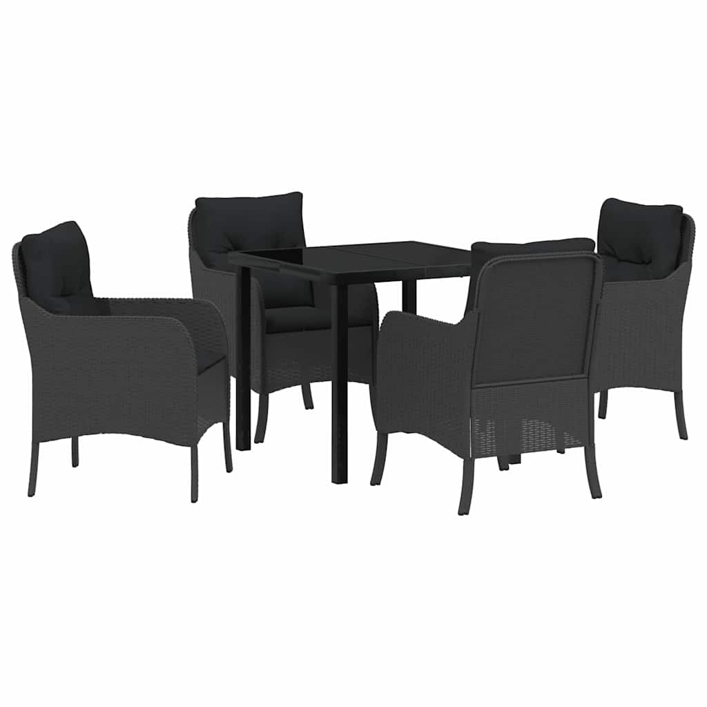 Have Spisebordssæt med pude 5 pcs Sort polyrattan
