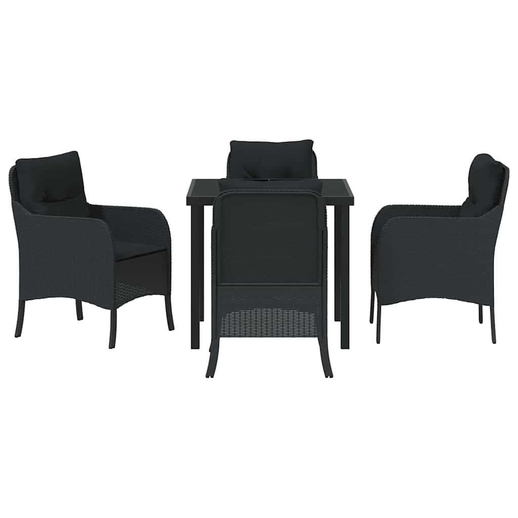 Have Spisebordssæt med pude 5 pcs Sort polyrattan