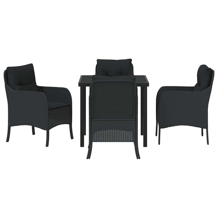 Have Spisebordssæt med pude 5 pcs Sort polyrattan