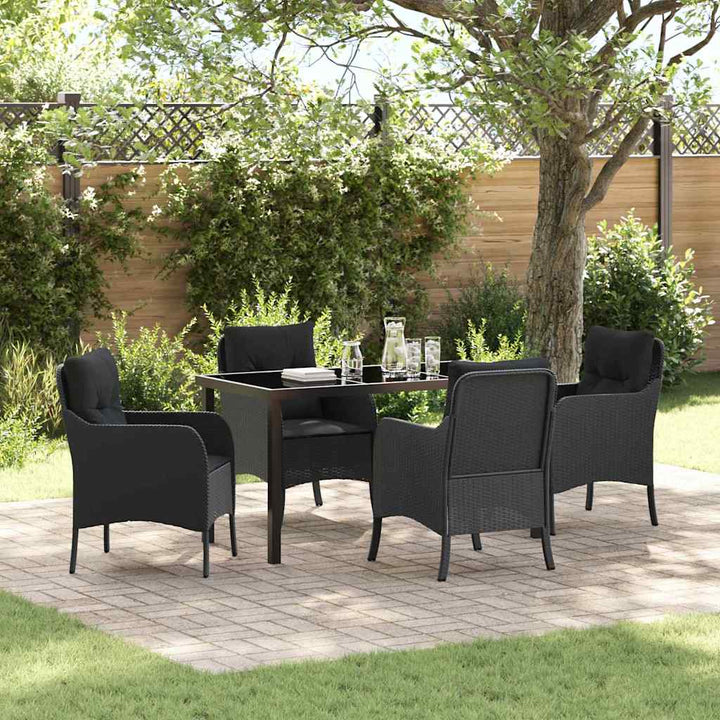 Have Spisebordssæt med pude 5 pcs Sort polyrattan