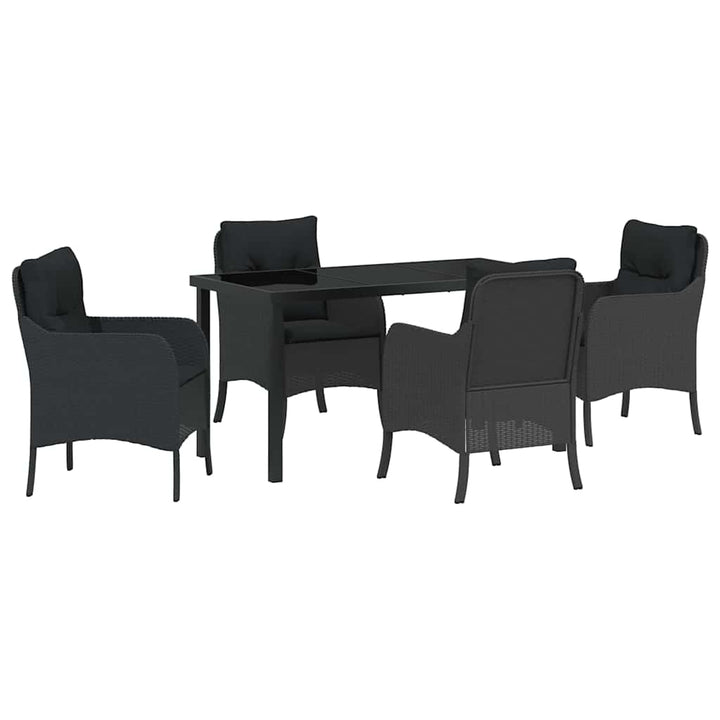 Have Spisebordssæt med pude 5 pcs Sort polyrattan
