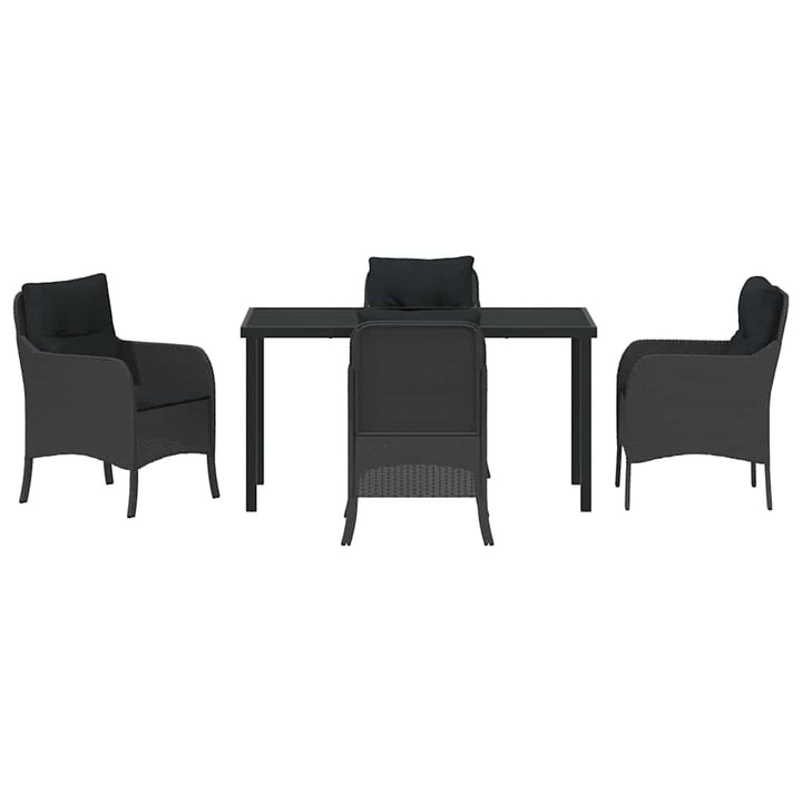 Have Spisebordssæt med pude 5 pcs Sort polyrattan