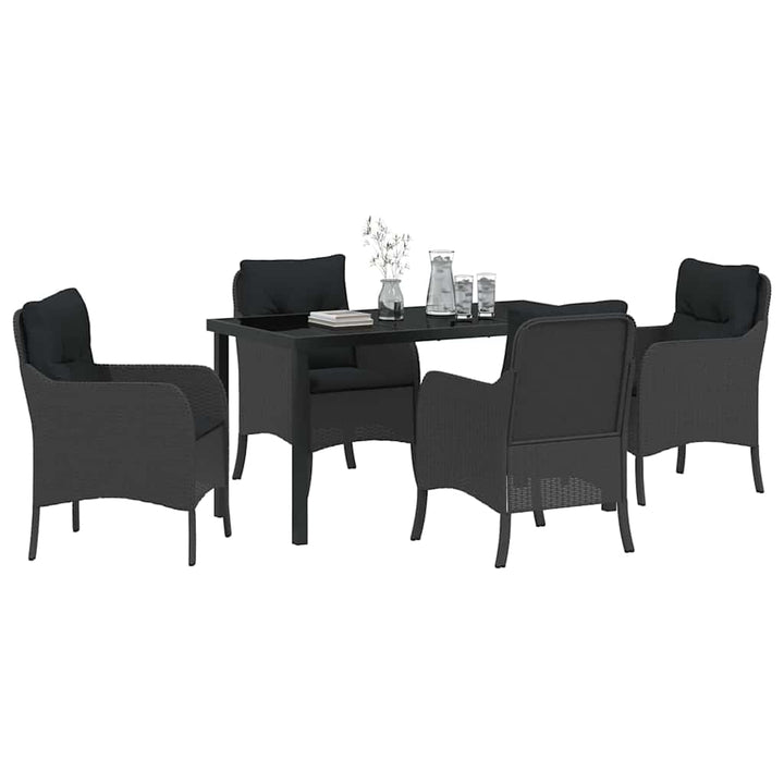 Have Spisebordssæt med pude 5 pcs Sort polyrattan