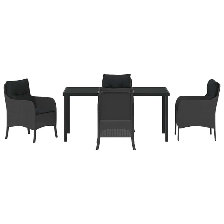 Have Spisebordssæt med pude 5 pcs Sort polyrattan