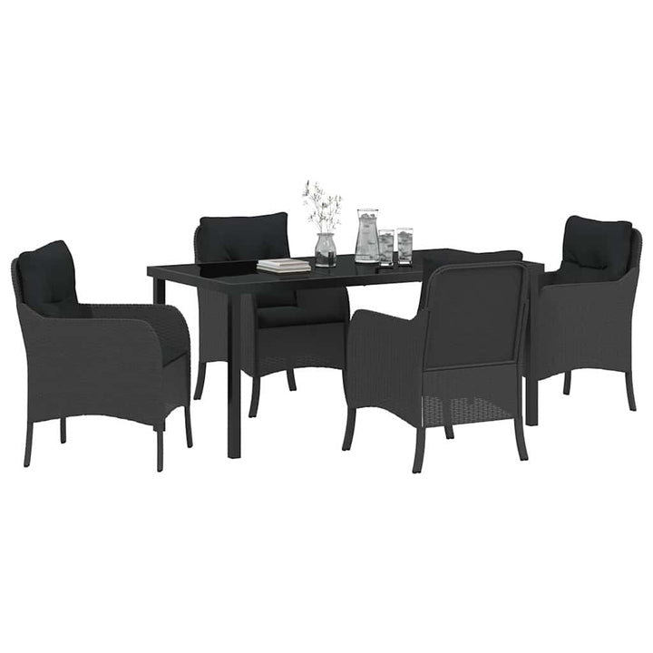 Have Spisebordssæt med pude 5 pcs Sort polyrattan