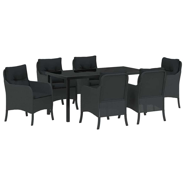Have Spisebordssæt med pude 7 pcs Sort polyrattan