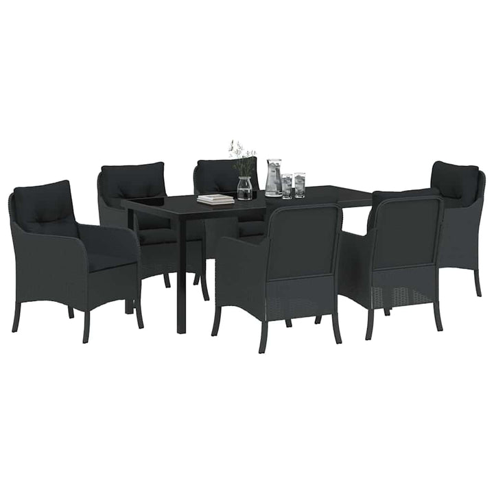Have Spisebordssæt med pude 7 pcs Sort polyrattan
