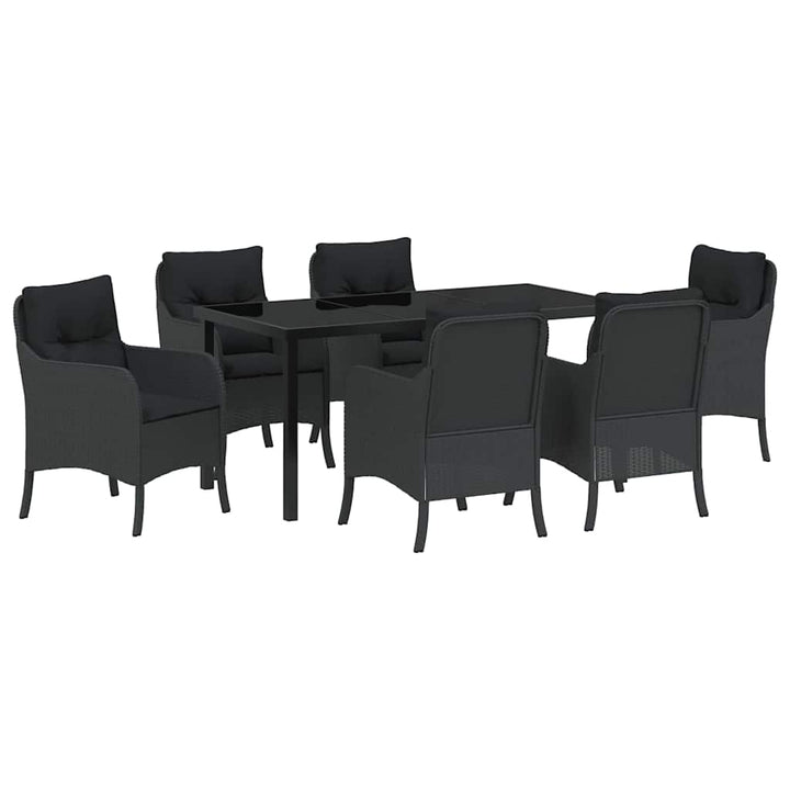 Have Spisebordssæt med pude 7 pcs Sort polyrattan