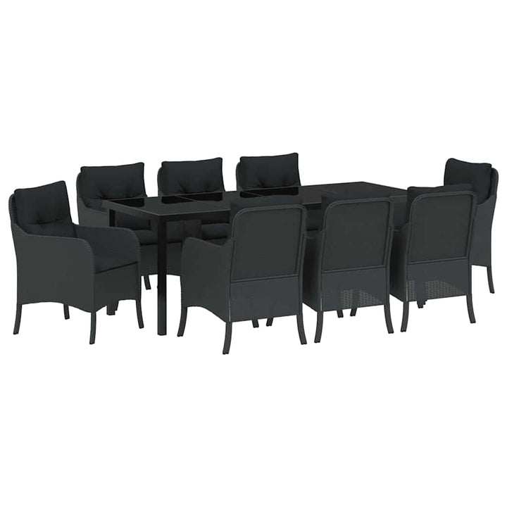 Have Spisebordssæt med pude 9 pcs Sort polyrattan