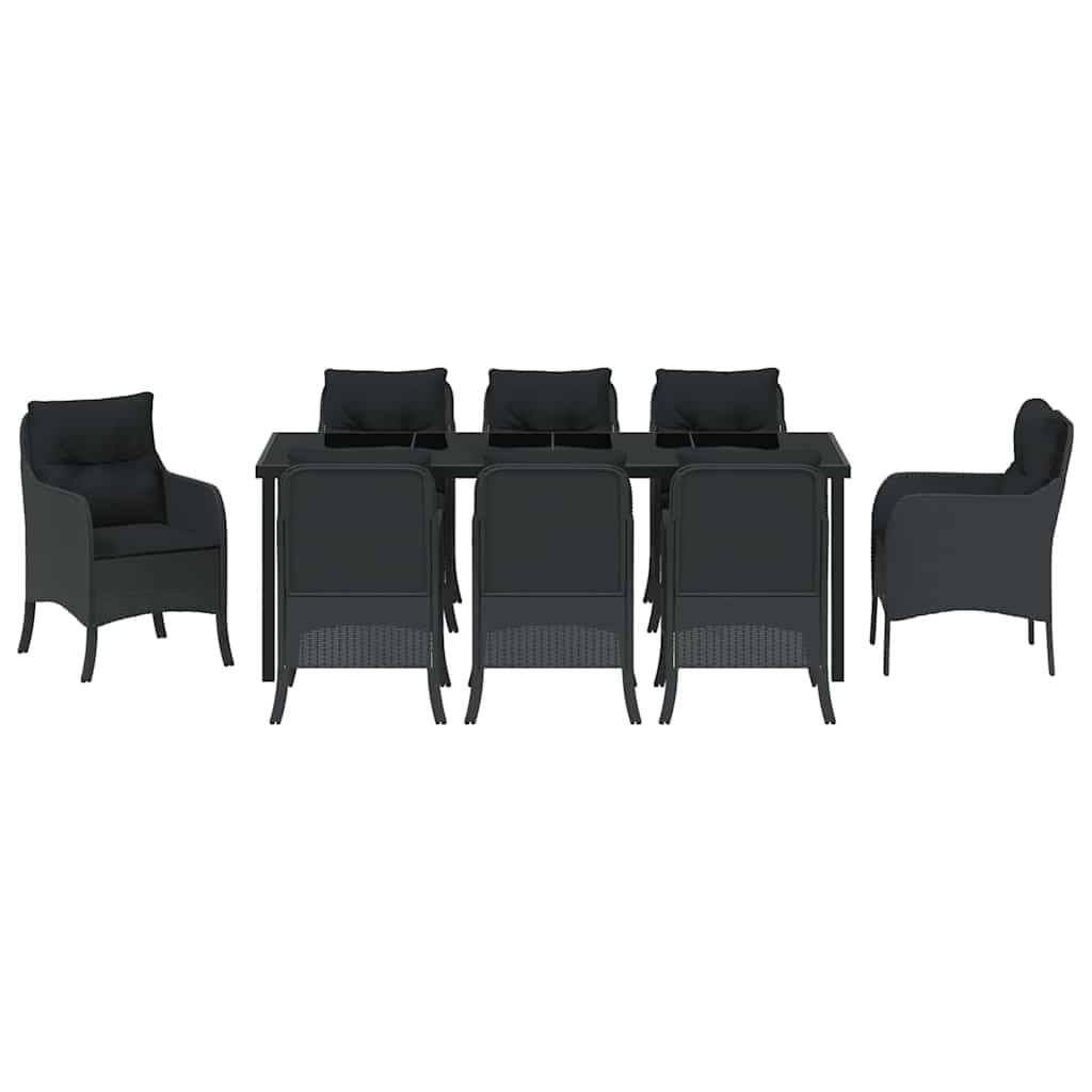 Have Spisebordssæt med pude 9 pcs Sort polyrattan