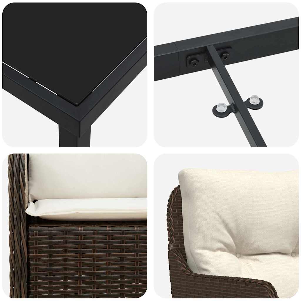 Have Spisebordssæt med pude 3 pcs Brun polyrattan