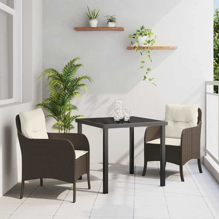 Have Spisebordssæt med pude 3 pcs Brun polyrattan