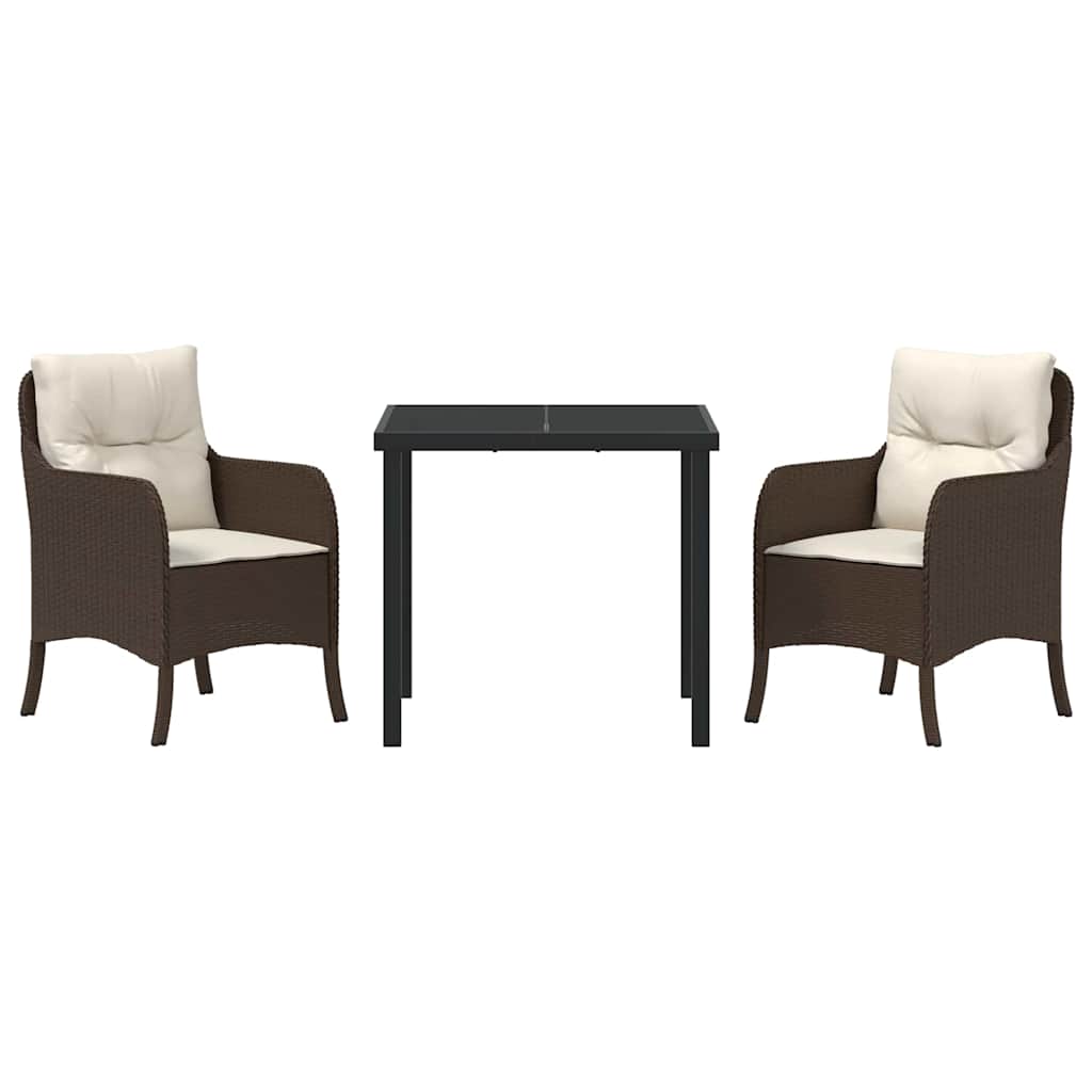 Have Spisebordssæt med pude 3 pcs Brun polyrattan