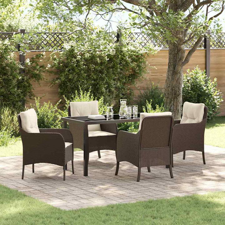 Have Spisebordssæt med pude 5 pcs Brun polyrattan