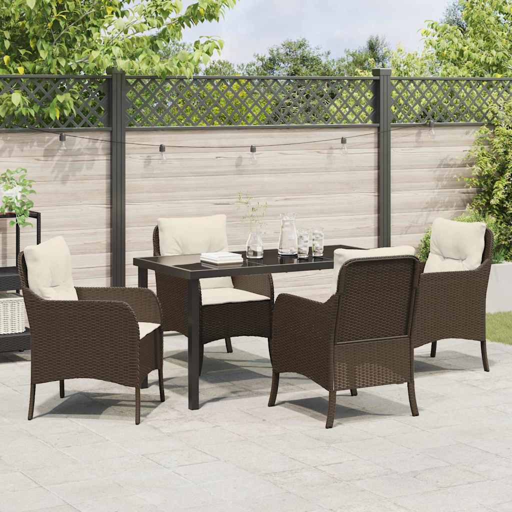 Have Spisebordssæt med pude 5 pcs Brun polyrattan