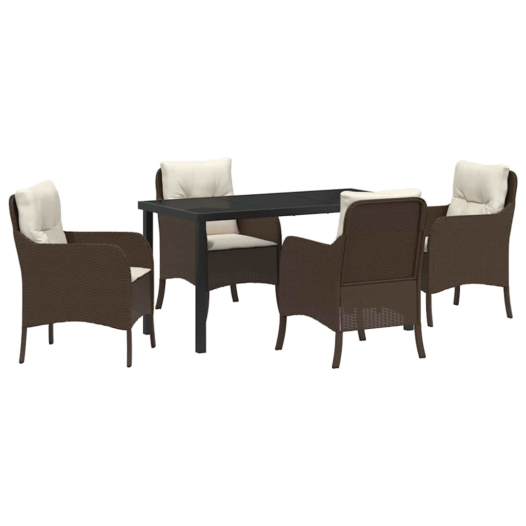 Have Spisebordssæt med pude 5 pcs Brun polyrattan