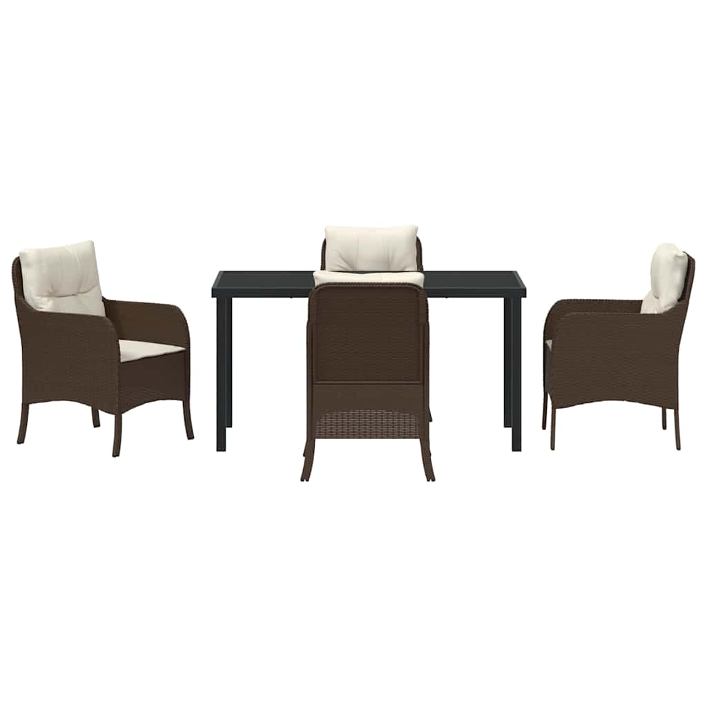 Have Spisebordssæt med pude 5 pcs Brun polyrattan