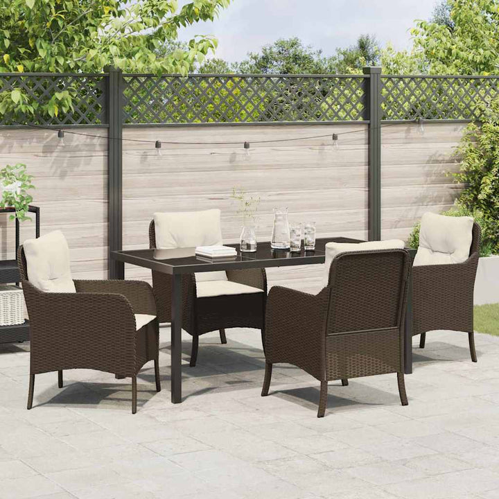 Have Spisebordssæt med pude 5 pcs Brun polyrattan
