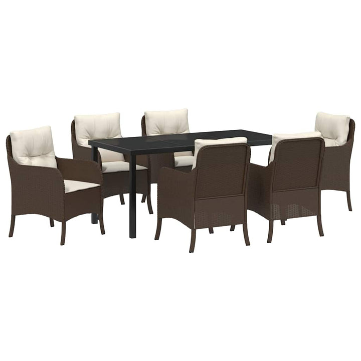 Have Spisebordssæt med pude 7 pcs Brun polyrattan