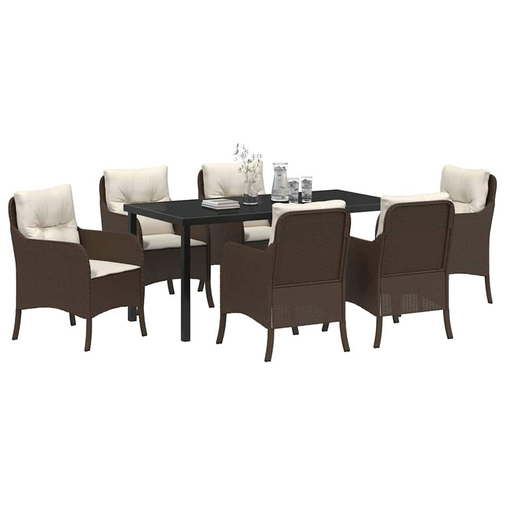 Have Spisebordssæt med pude 7 pcs Brun polyrattan