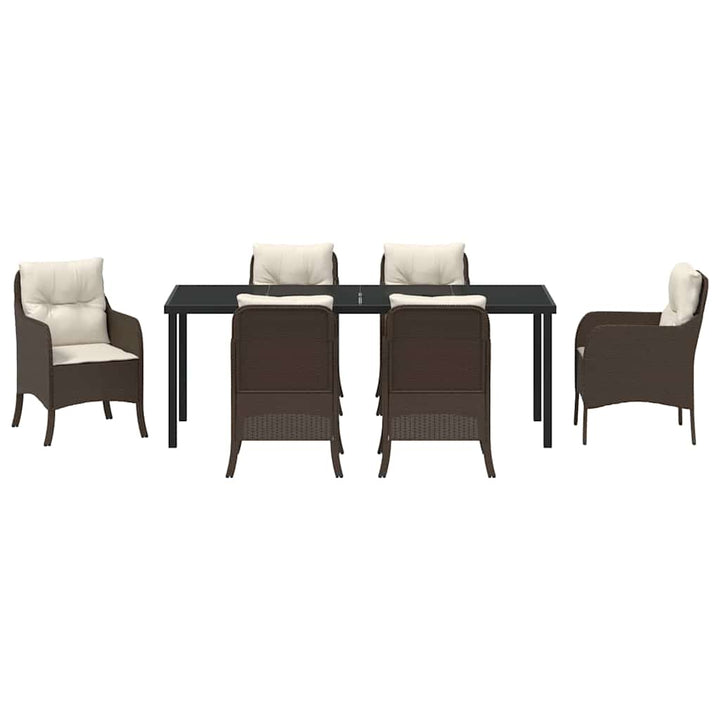Have Spisebordssæt med pude 7 pcs Brun polyrattan