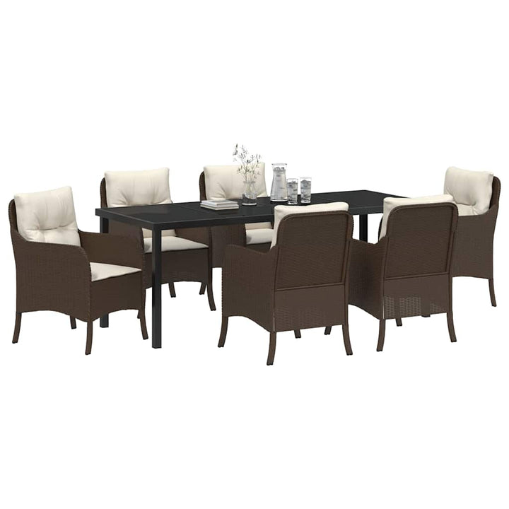 Have Spisebordssæt med pude 7 pcs Brun polyrattan