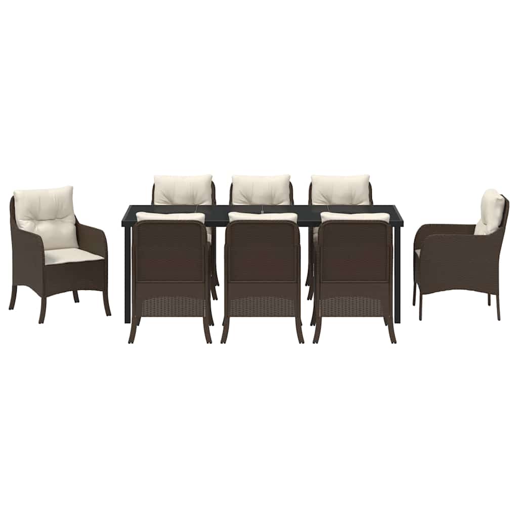 Have Spisebordssæt med pude 9 pcs Brun polyrattan